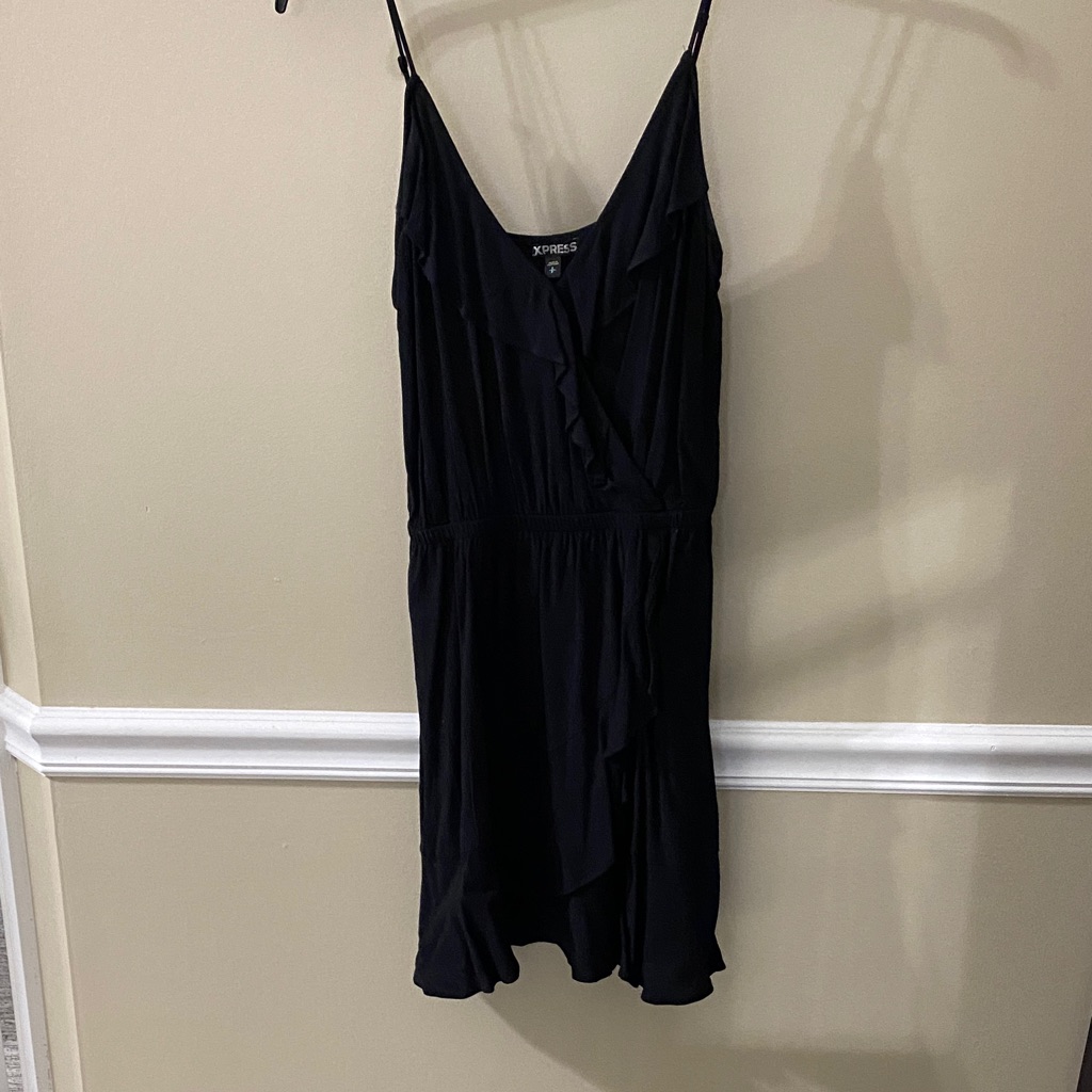 Express Black Ruffle Mini Dress